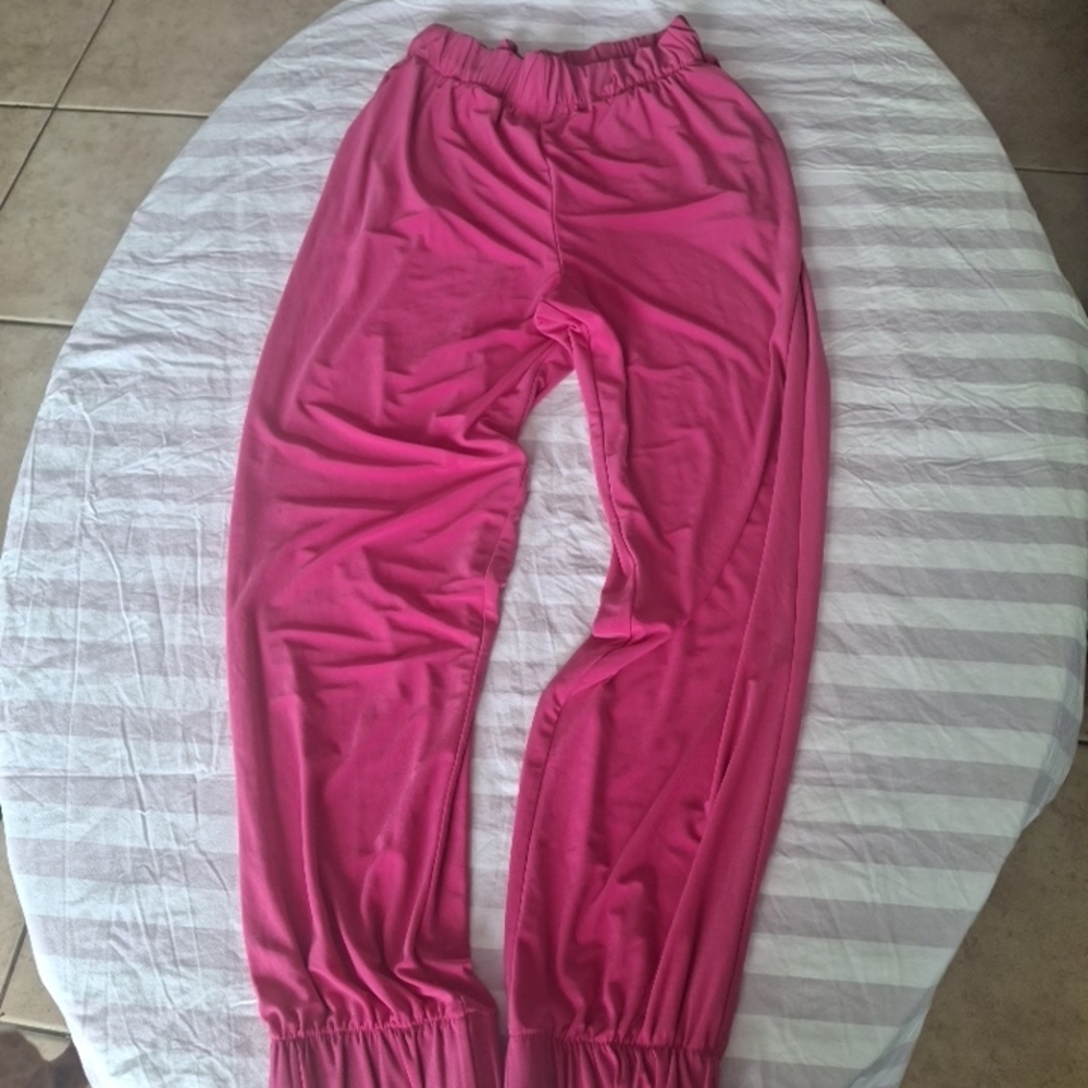 Zara Hot Pink Pleated Waistband Joggers